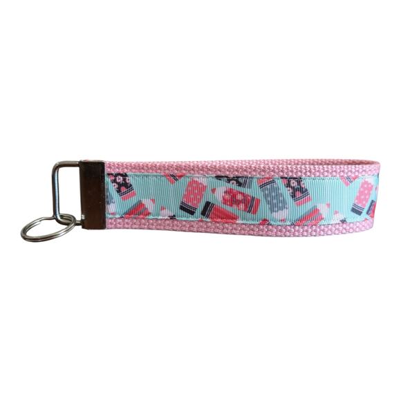 Pencil Keychain Wristlet Handmade Fabric Key‎ FOB Gift School Teacher Present - Picture 1 of 5